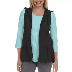 Neon Buddha Black Hooded Vest NWT